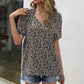 Floral Notched Short Sleeve Blouse