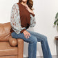 And The Why Chestnut Brown Full Size Foil Printed Sleeve Top