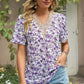 Floral V-Neck Short Sleeve T-Shirt