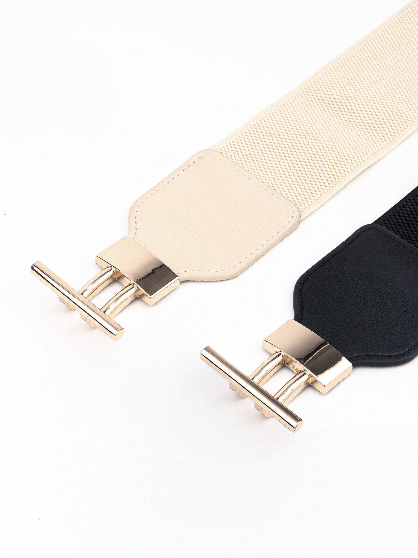 Women's PU Elastic Wide Belt with Alloy Buckle