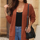 FULL SIZE Open Front Dropped Shoulder Cardigan with Pockets