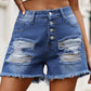 Full Size Raw Hem Denim Shorts with Pockets