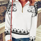 Zip-Up Mock Neck Dropped Shoulder Pullover Sweater