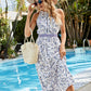 KeenLinear Printed Round Neck Sleeveless Midi Dress