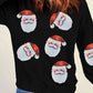 Christmas Themed Sequin Santa Patch Round Neck Sweatshirt