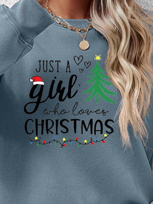 Christmas Themed Letter Graphic Round Neck Sweatshirt