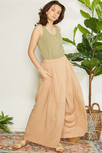 Mittoshop Wrap Pleating Detail Wide Leg Pants *