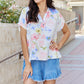 White Birch One And Only Full Size Short Sleve Floral Print Top