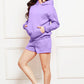 Drop Shoulder Long Sleeve Hoodie and Shorts Set