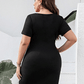 Plus Size Cutout Tie Front Short Sleeve Dress