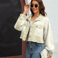 Color Block Crop Jacket with Pockets
