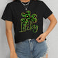 Lucky Clover Round Neck Short Sleeve T-Shirt