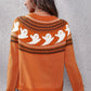Full Size Ghost Pattern Round Neck Long Sleeve Sweater