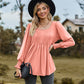 Full Size Puff Sleeve Pleated Blouse