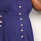 Double Take Navy Blue Full Size Button Front Empire Waist Sleeveless Slit Magic Dress