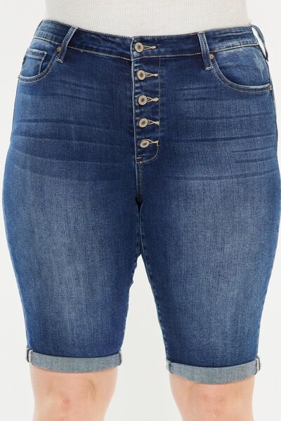 Kancan Full Size Cat's Whiskers Button Fly Denim Shorts *