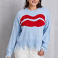 Lip Fringe Round Neck Sweater