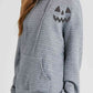 SEASONAL FALL Pumpkin Face Graphic Charcoal Drawstring Hoodie with Pocket