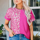 Malibu Dreams Women's Leopard Two-Tone Round Neck Tee