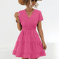 Ruffled Smocked V-Neck Tiered Dress