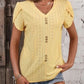 Eyelet V-Neck Petal Sleeve T-Shirt
