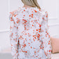 Women's Plus Size Floral Tie Neck High-Low Blouse