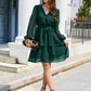 SO CUTE Full Size Surplice Neck Swiss Dot Tie Belt Layered Dress