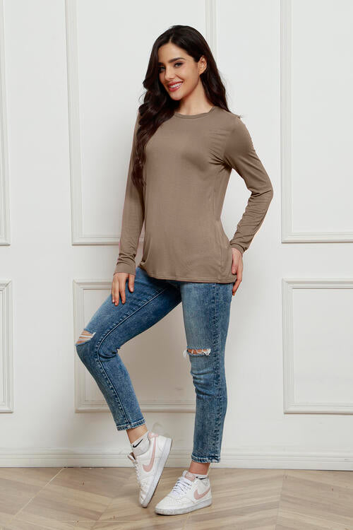 Basic Bae Full Size Round Neck Long Sleeve Top *