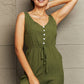 Moss Green Tied Sleeveless Jumpsuit with Pockets