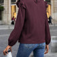 Full Size Mock Neck Ruffle Shoulder Blouse