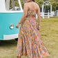 Emma Floral Drawstring Ruffle Hem Maxi Dress