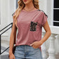 Leopard Round Neck Cap Sleeve T-Shirt