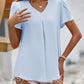Malibu Dreams Full Size Ruche V-Neck Petal Sleeve Top