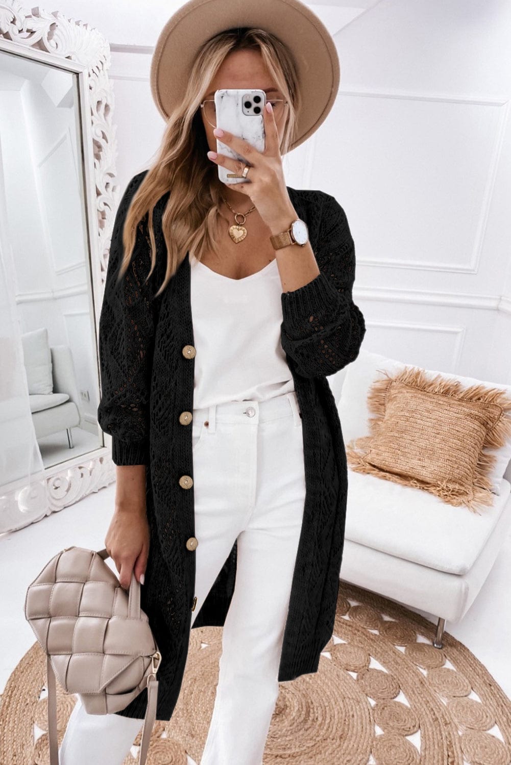 Full Size V-Neck Long Sleeve Cardigan