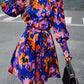 Women's Zabelle Printed Tie Waist Mock Neck Lantern Sleeve Dress