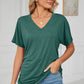 Ruched V-Neck Short Sleeve T-Shirt