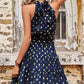 FULL SIZE Polka Dot Tiered Belted Mini Dress