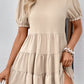 SOCHIC Puff Sleeve Tie Back Tiered Dress
