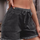 Full Size Drawstring Raw Hem Denim Shorts