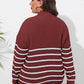 Plus Size Zip-Up Striped Sweater
