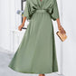 Slit Tied V-Neck Three-Quarter Sleeve Dress