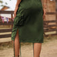 Women's Full Size Drawstring Denim Cargo Skirt