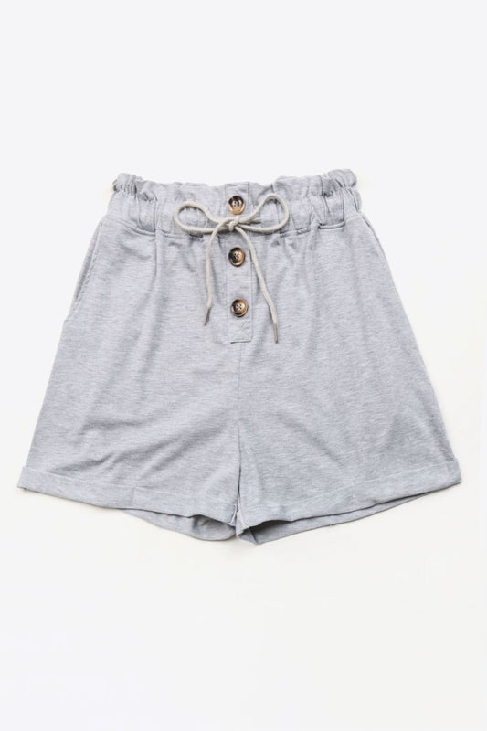 Women's Buttoned Drawstring Waist Cuffed Shorts