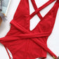 EROTICSUN Halter Neck Deep V Tied One-Piece Swimsuit