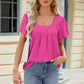 Eyelet Square Neck Short Sleeve T-Shirt