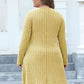 Plus Size Ribbed Buttoned V-Neck Long Sleeve Dress