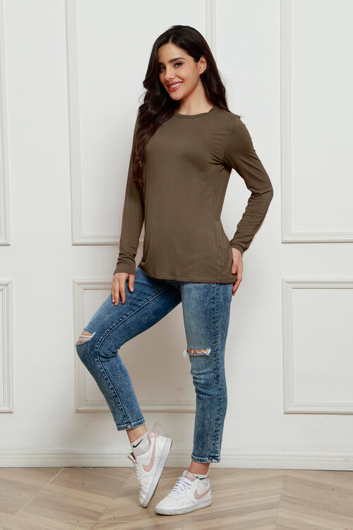 Basic Bae Full Size Round Neck Long Sleeve Top *
