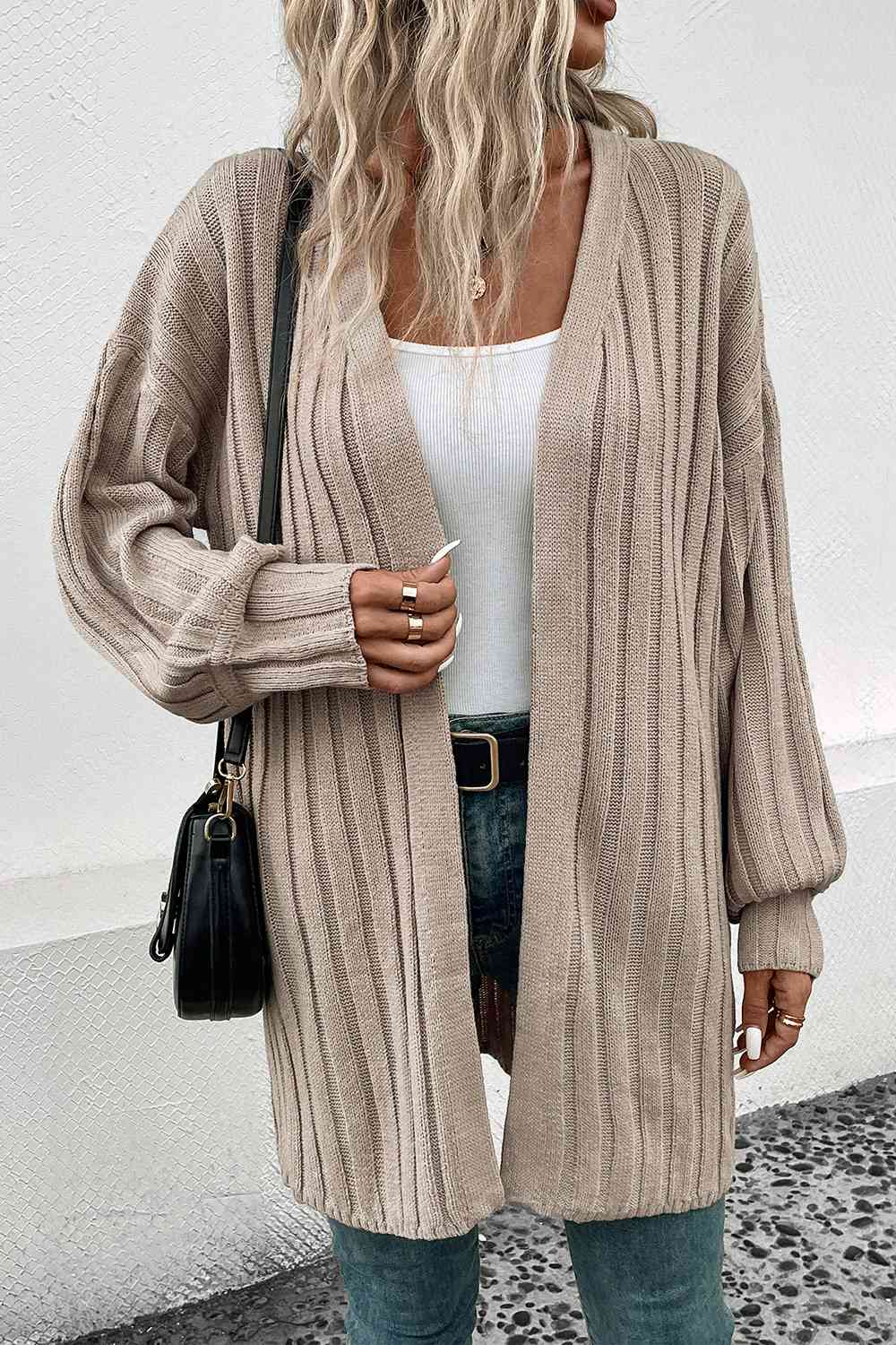 ModDanzyCloset Khaki Open Front Cardigan with Pockets