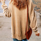Malibu Dreams Full Size Dropped Shoulder Round Neck Long Sleeve Blouse