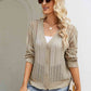 Openwork Button Front V-Neck Cardigan